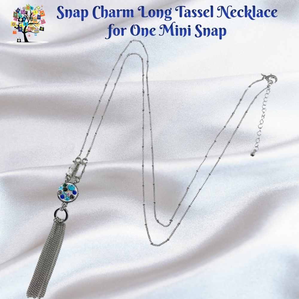 Mini Snap Charm Pendant Tassel Necklace Decorative Chain 39" Includes Snap Shown